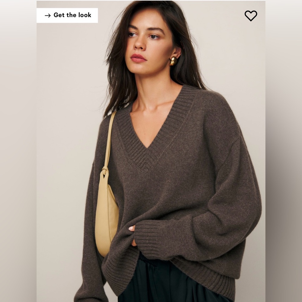 Reformation Jadey cashmere oversized v neck sweater